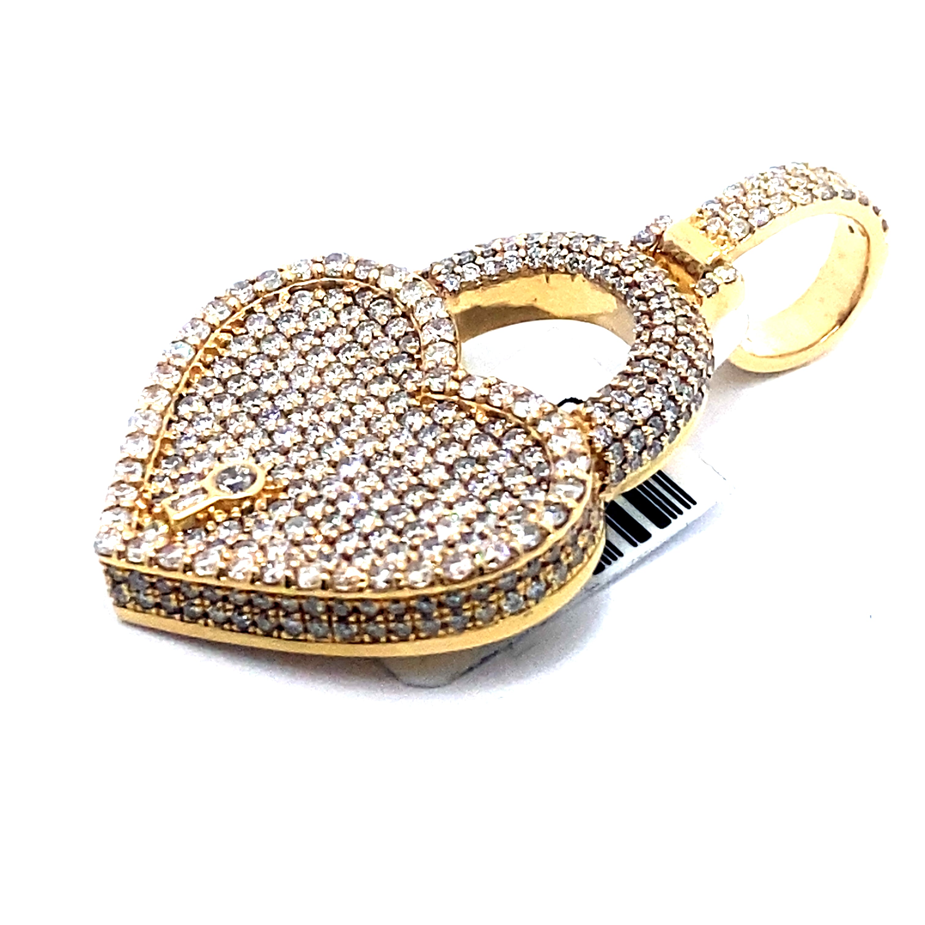 14K Large Heart Lock Pendant YG
