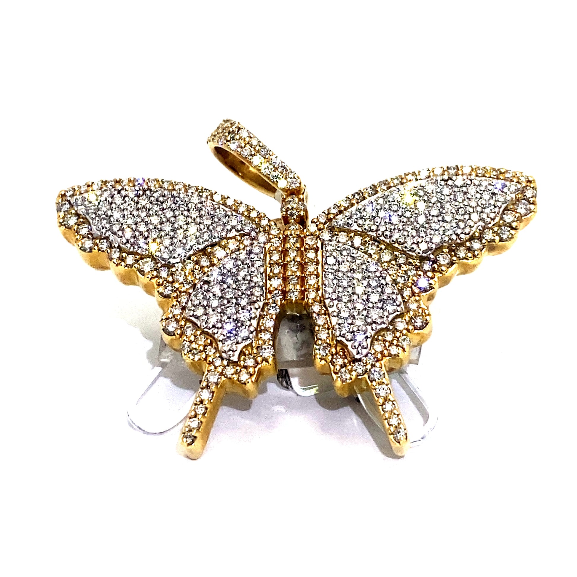14K Large Solid 2-Tone Butterfly Pendant (WYG)