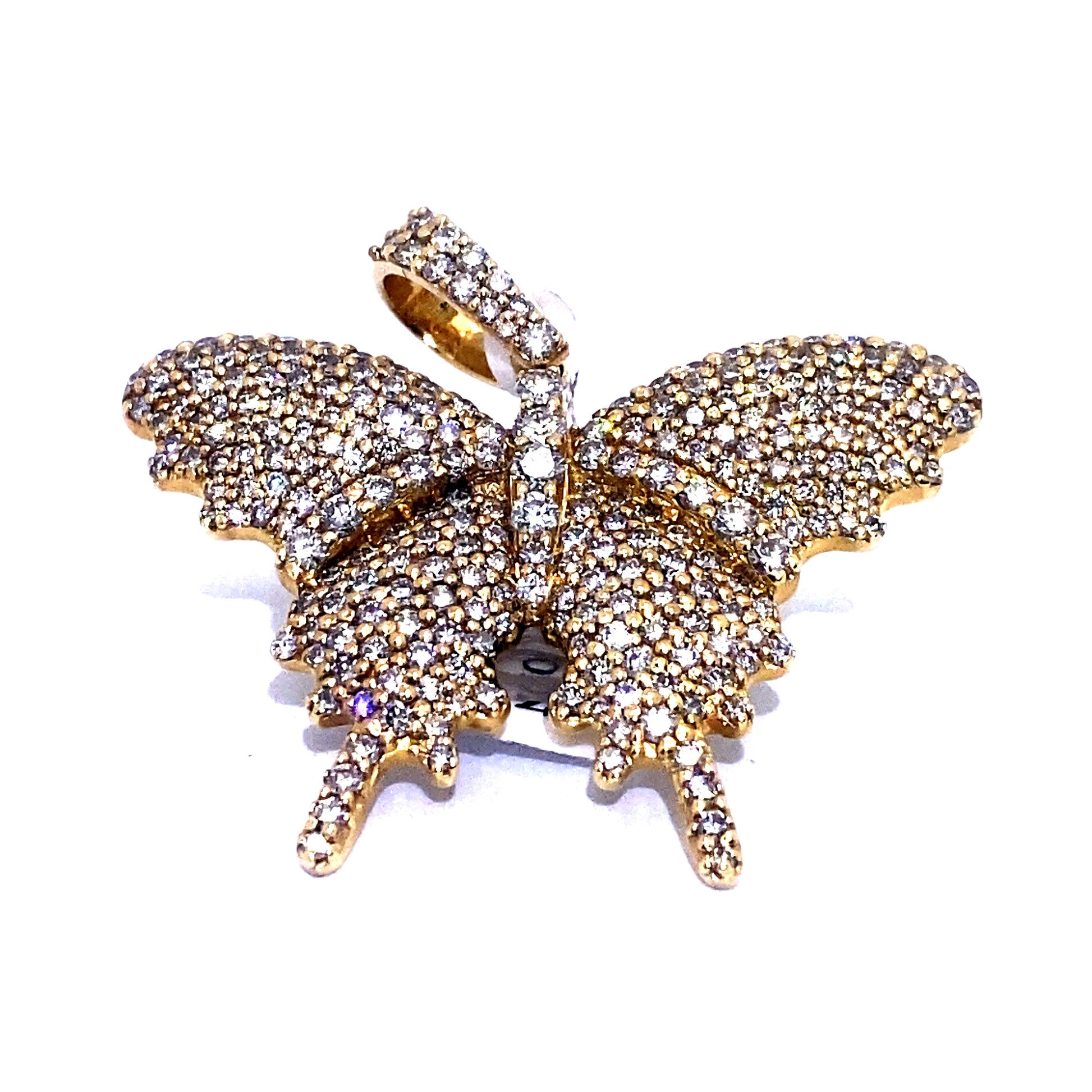 14K Large Solid Butterfly Pendant