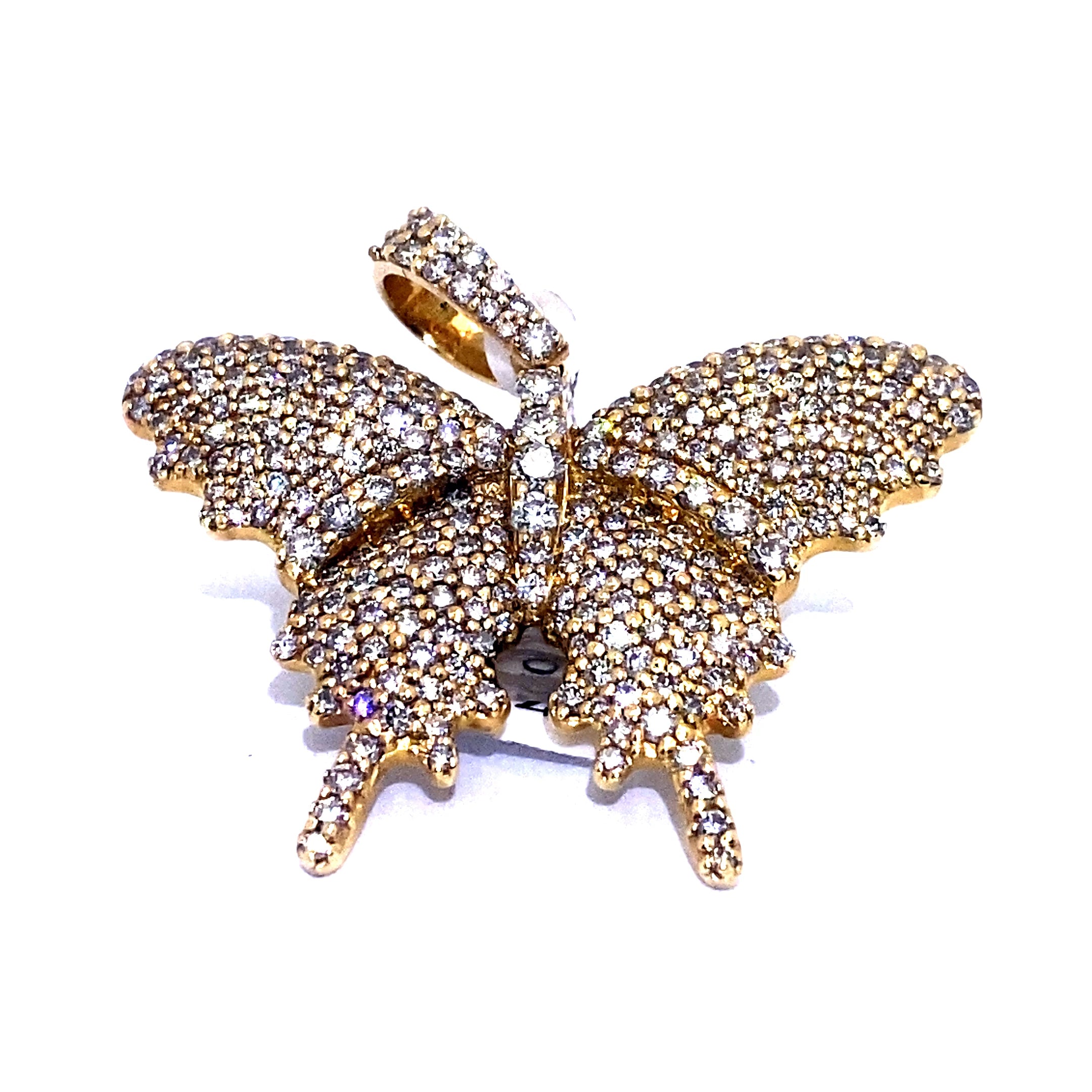 14K Large Solid Butterfly Pendant