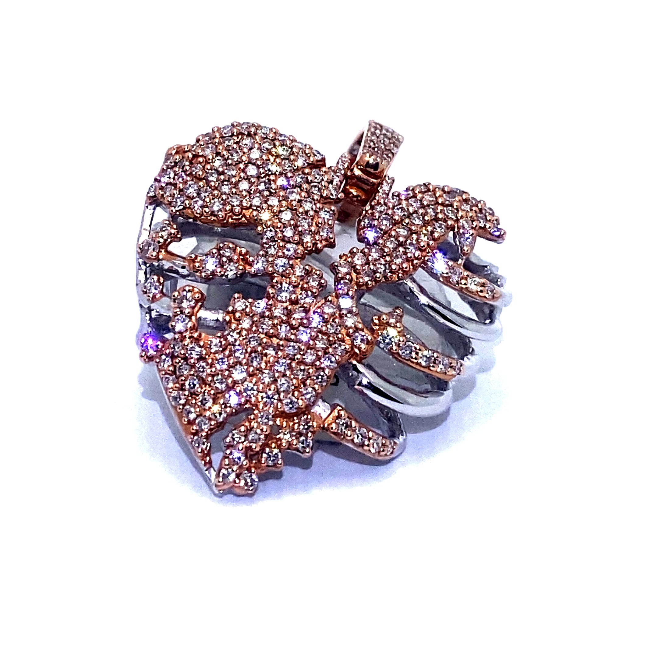 14K Medium 2-Tone Skeleton Heart Pendant (WRG)