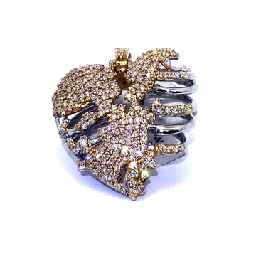 14K Medium 2-Tone Skeleton Heart Pendant (WYG)
