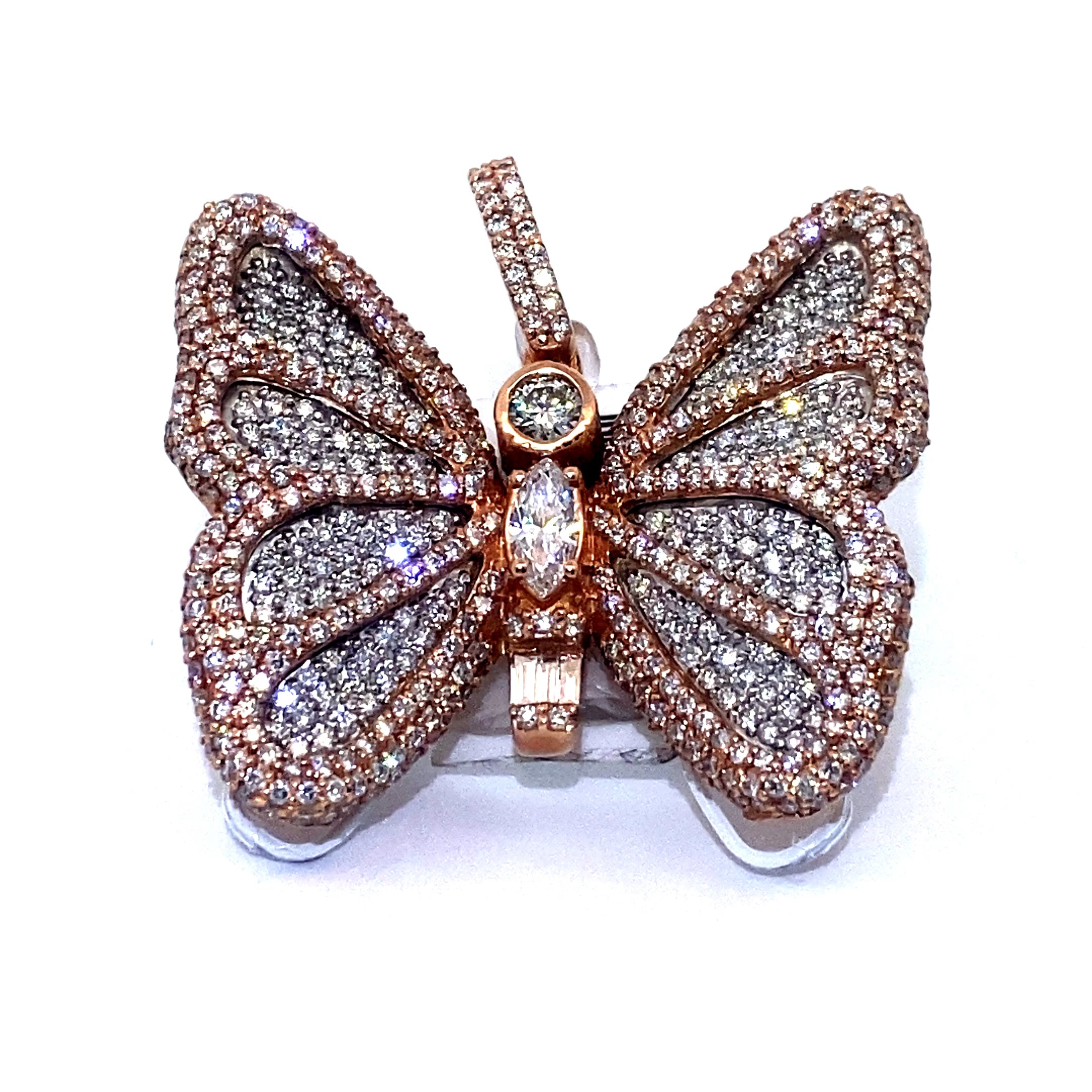 14K Medium 2-Tone Butterfly Pendant (WRG)