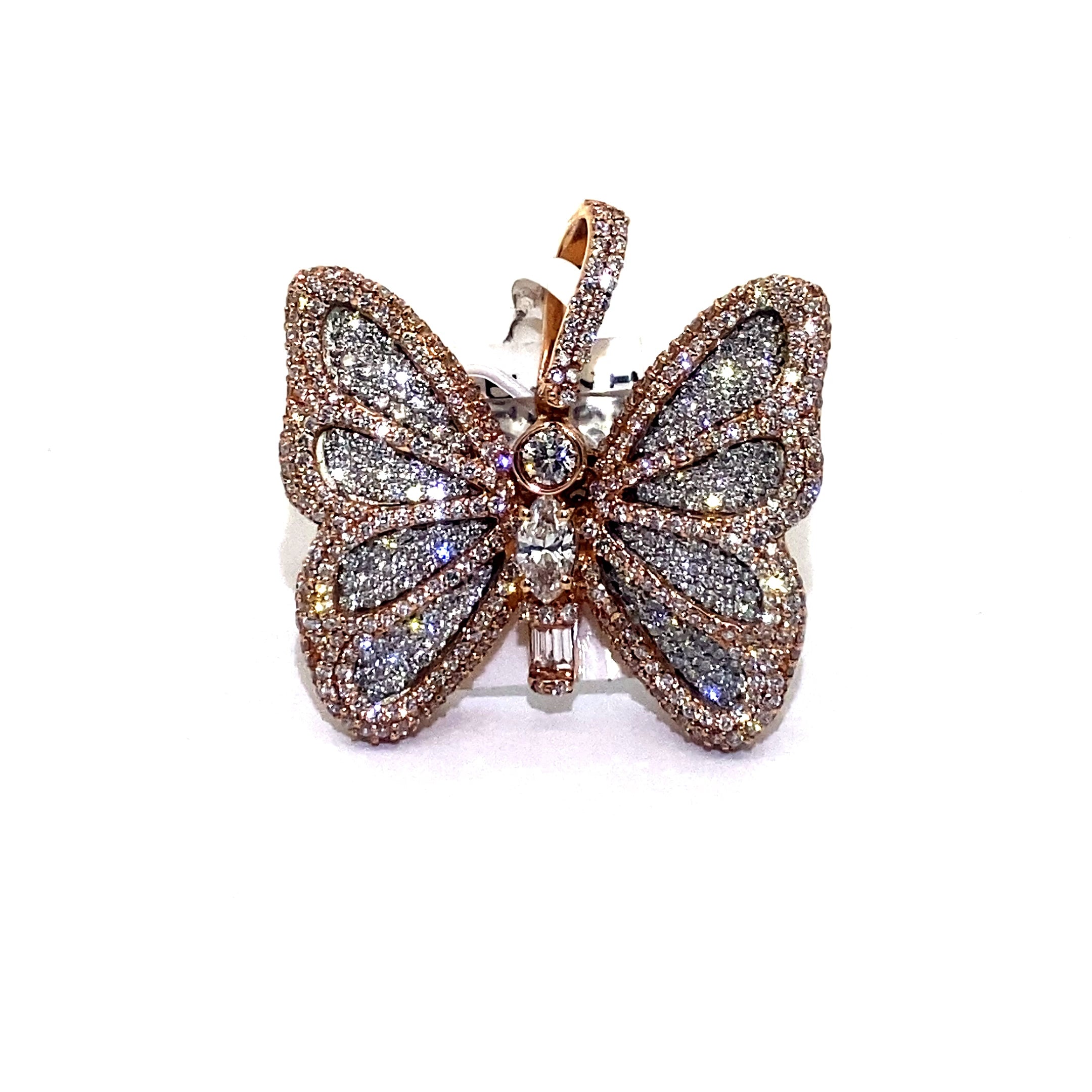 14K Small 2-Tone Butterfly Pendant