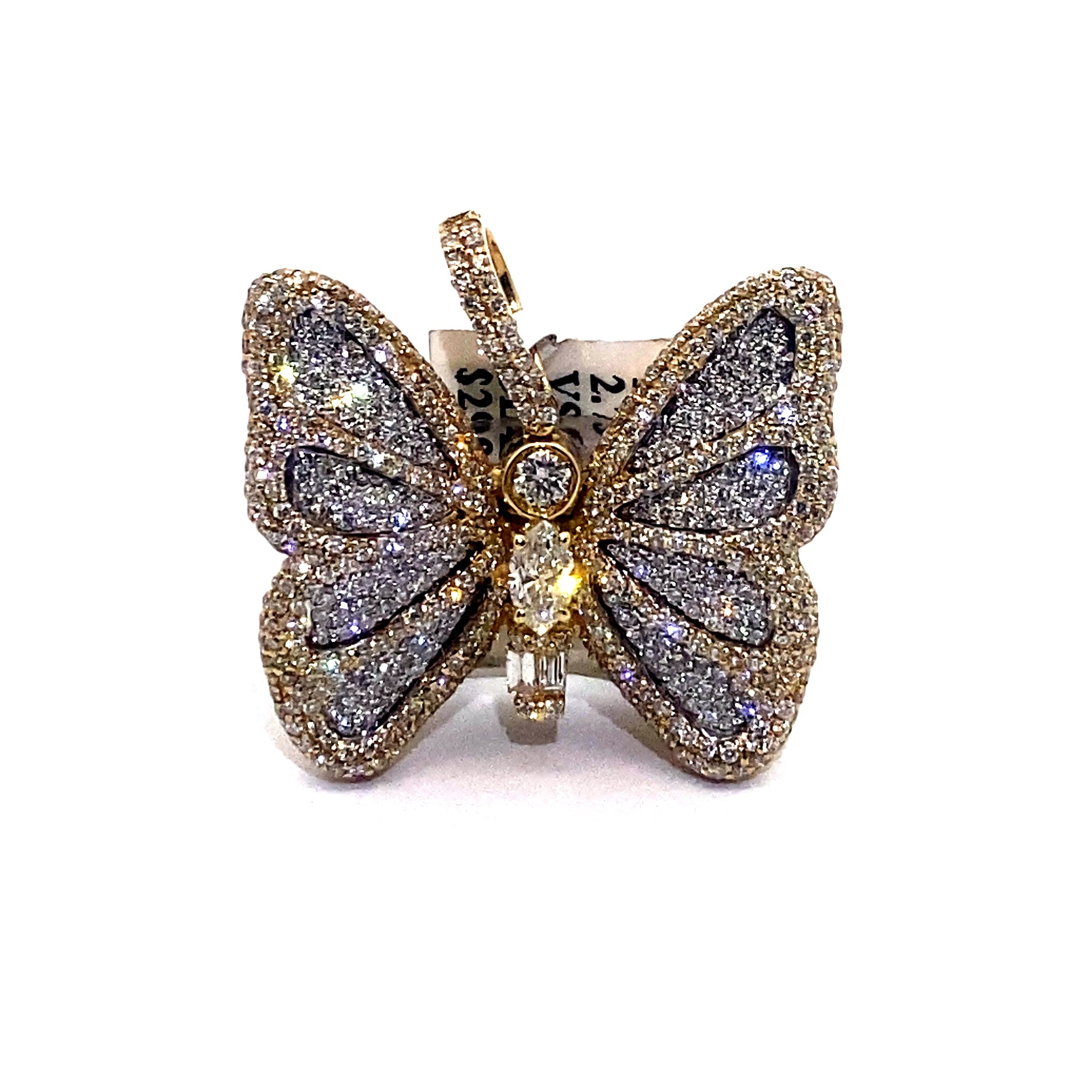 14K Small 2-Tone Butterfly Pendant (WYG)