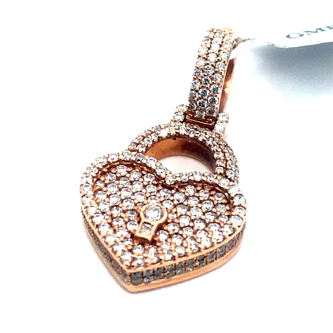 14K Small Rose Gold Heart Lock Pendant