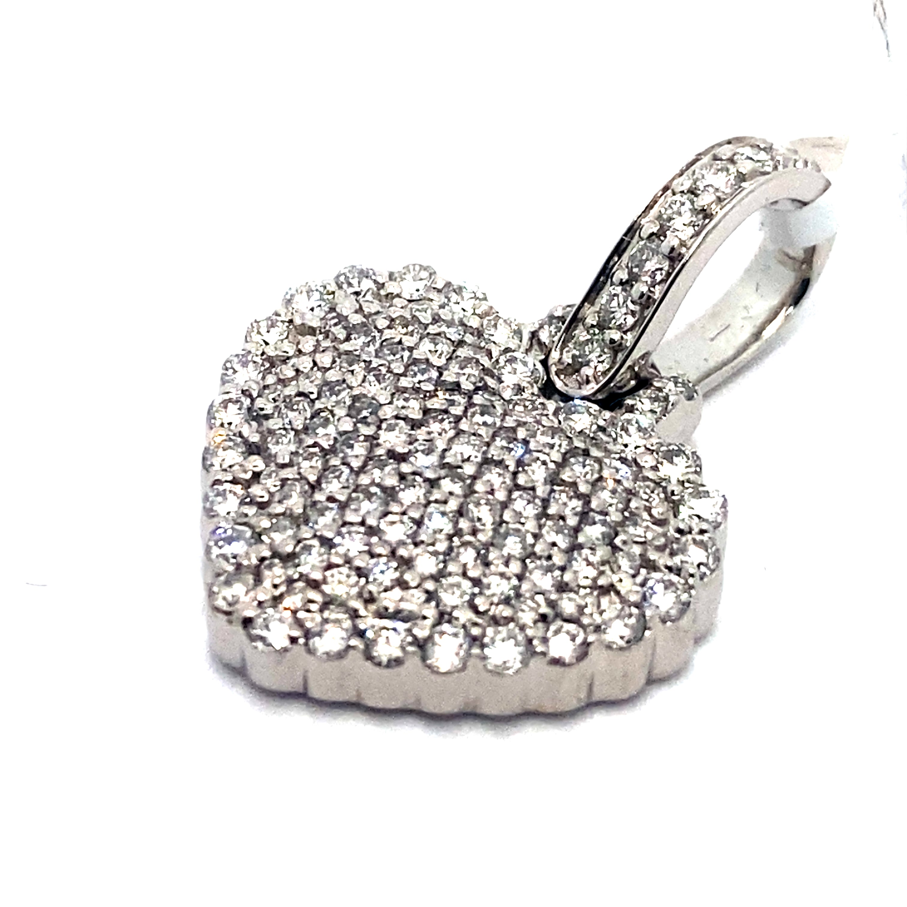 14K Small White Gold Heart Pendant