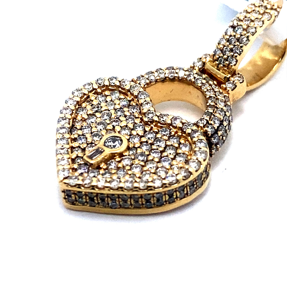 14K Small Yellow Gold Heart Lock Pendant