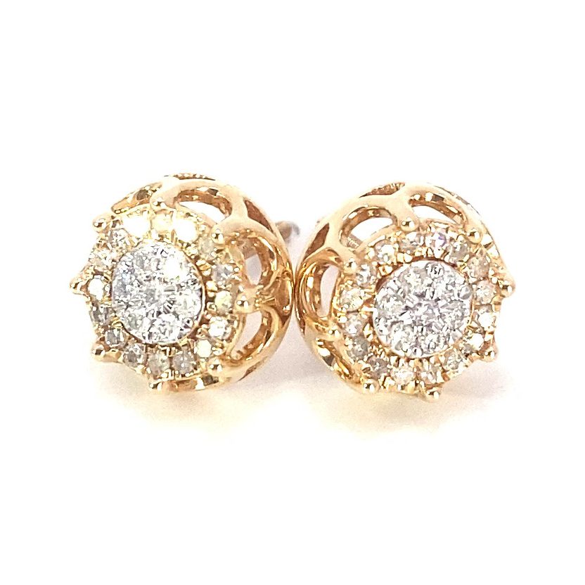 10K Yellow Gold Crown Earring