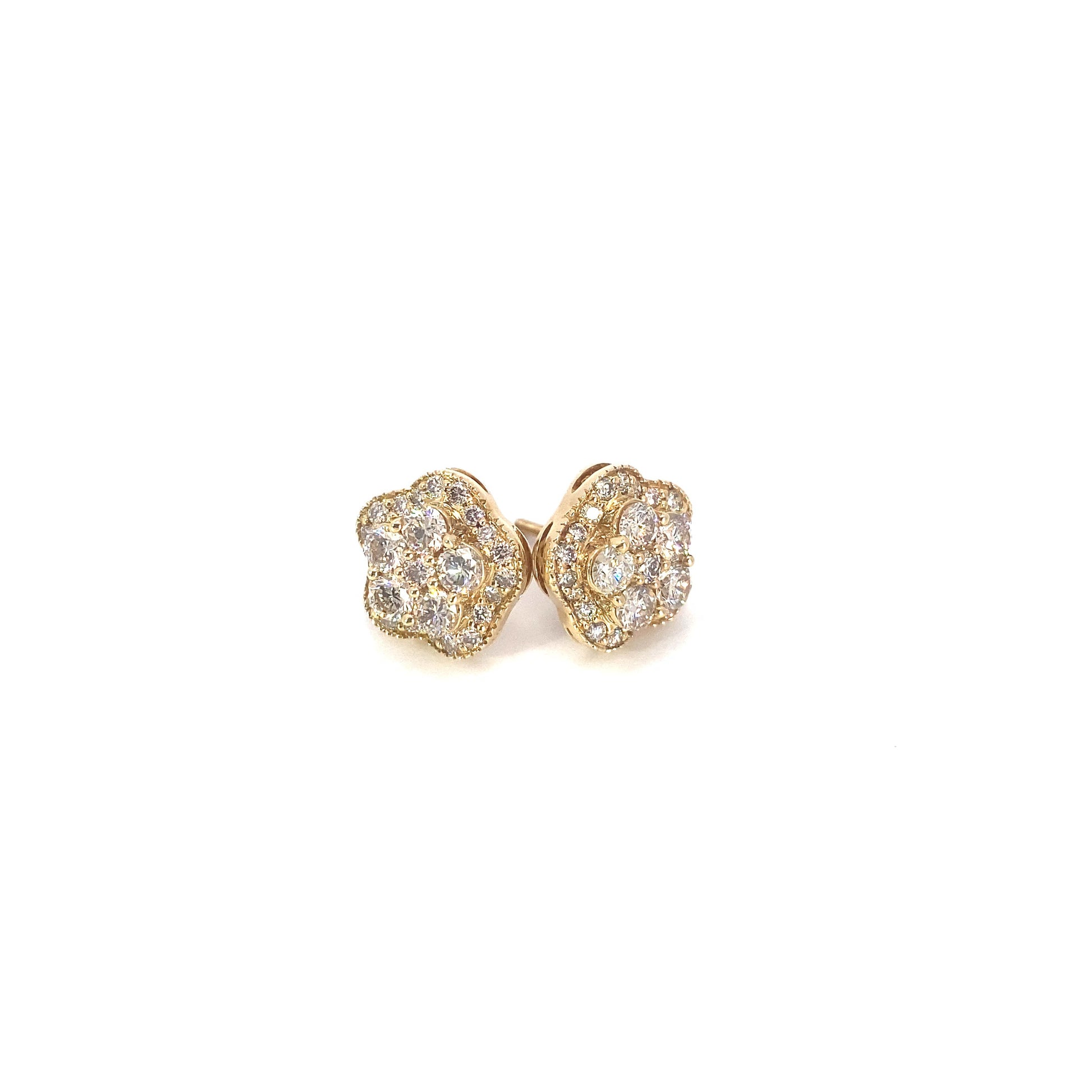 10K Yellow Gold Flower Cluster Earring