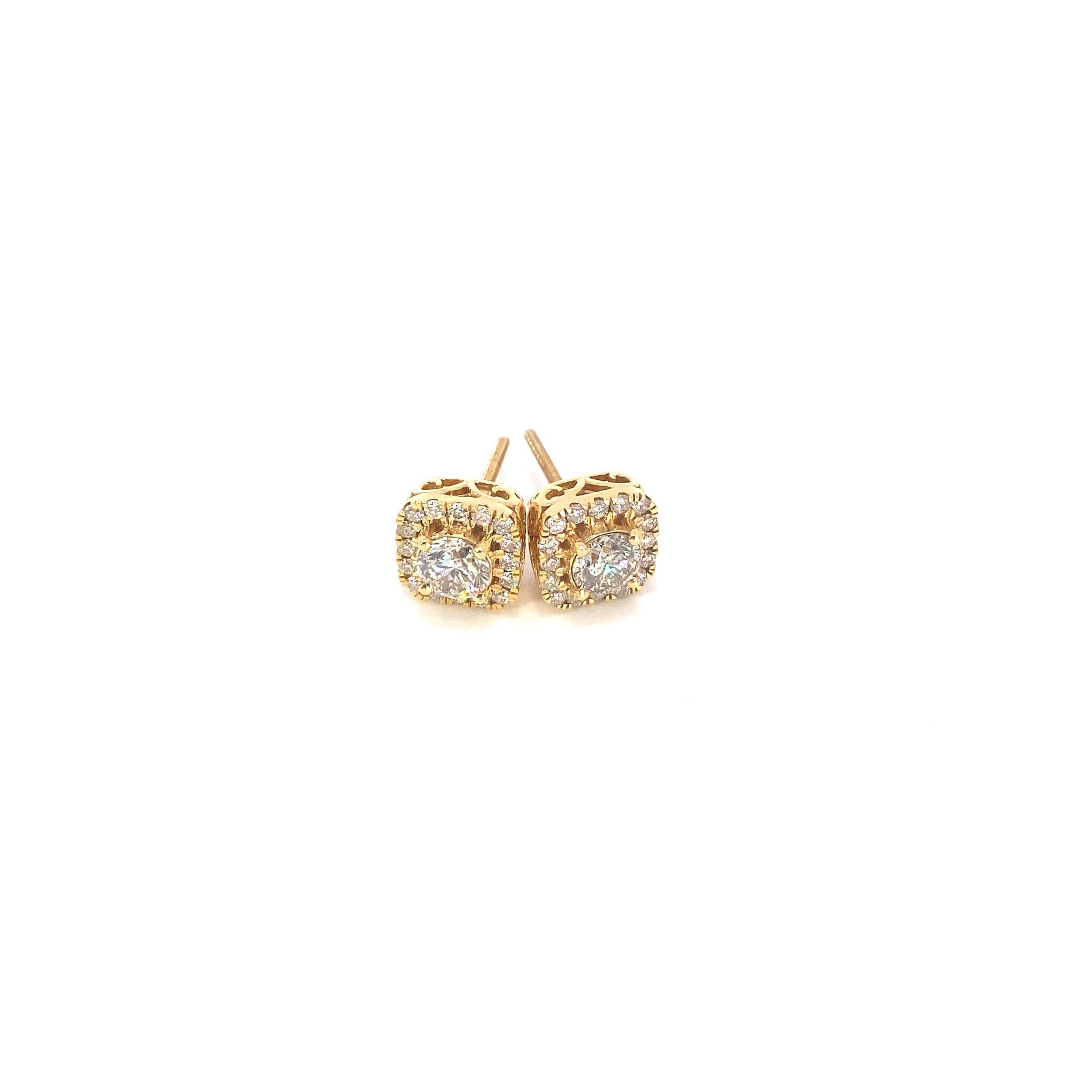 10K Yellow Gold Center Stone Earring