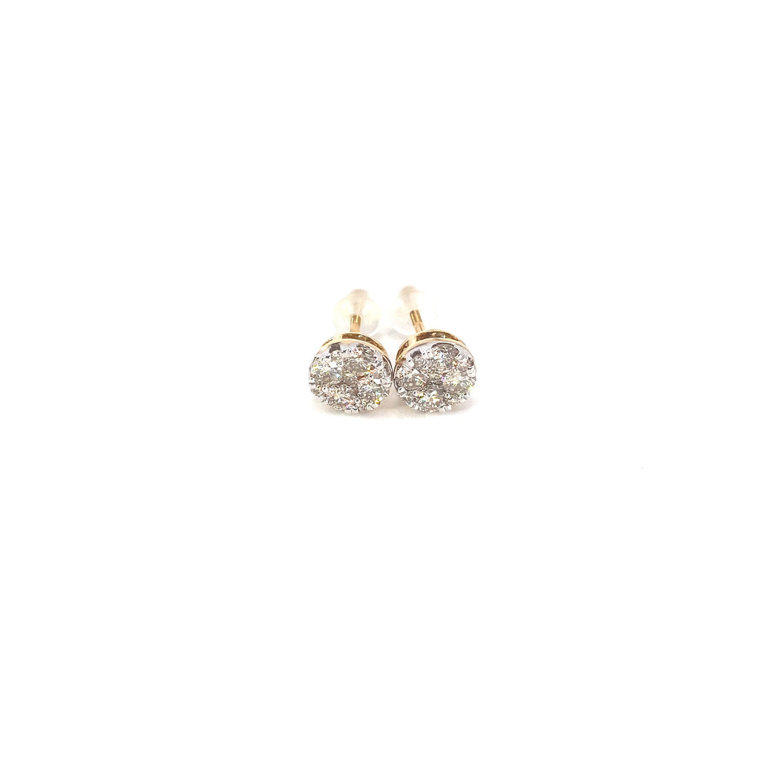 10K Yellow Gold Round Cluster Earring